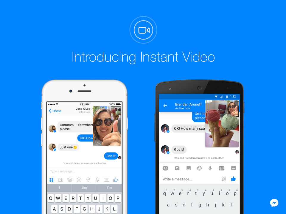 facebook messenger instant video on iOS and android